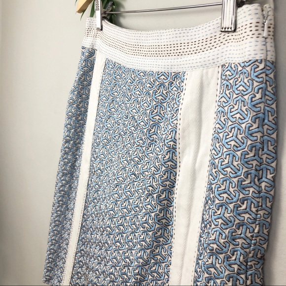 Tory Burch Mosaic Embroidered Linen Skirt - 6 - Picture 4 of 10